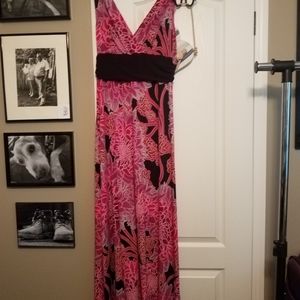 London style pink flower maxi dress